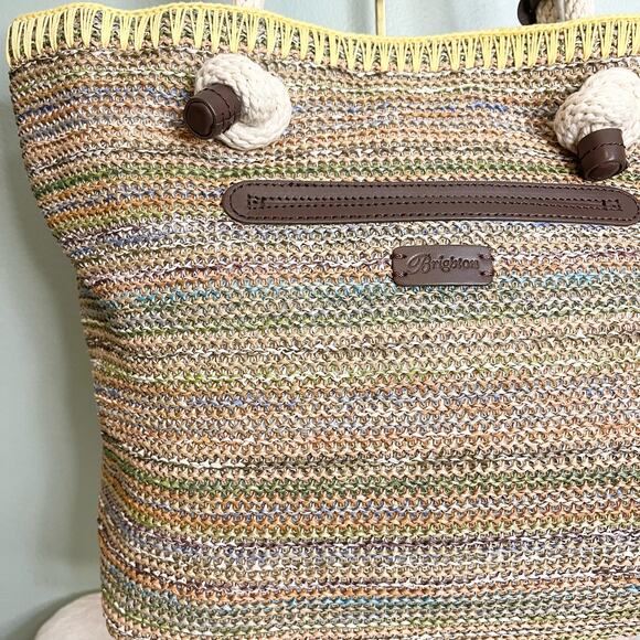 Brighton Bella LIMONE Tote Handbag Purse Woven Leather Lemon - Picture 5 of 12